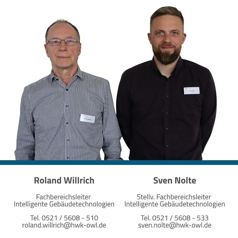Kontaktpersonen Roland Willrich und Sven Nolte, Team Intelligente Gebäudetechnologien HWK OWL
