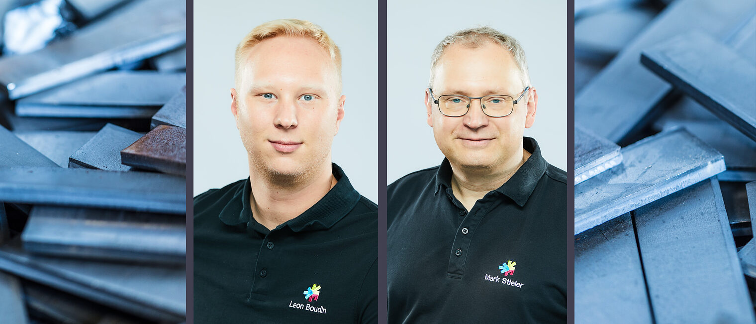 Lehrkräfte im Berufsbildungszentrum, Fachbereich Fügetechnik: Mark Stieler und Leon Boudin Lehrkräfte im Berufsbildungszentrum, Fachbereich Fügetechnik: Mark Stieler und Leon Boudin